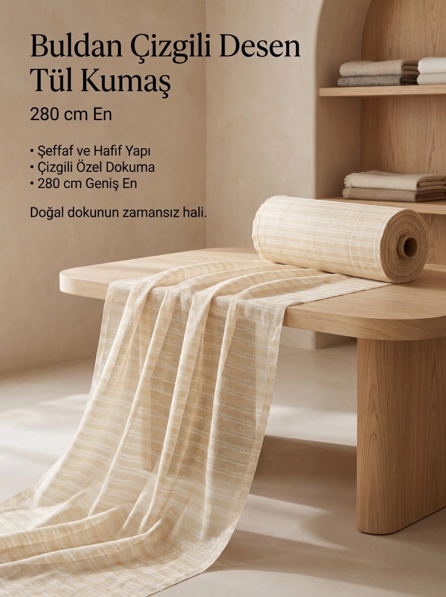 Çizgili desen tül kumaş 4 metre