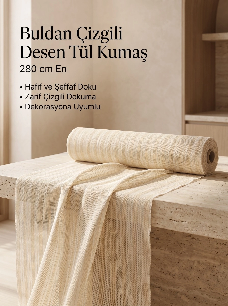 Çizgili desen tül kumaş 4 metre