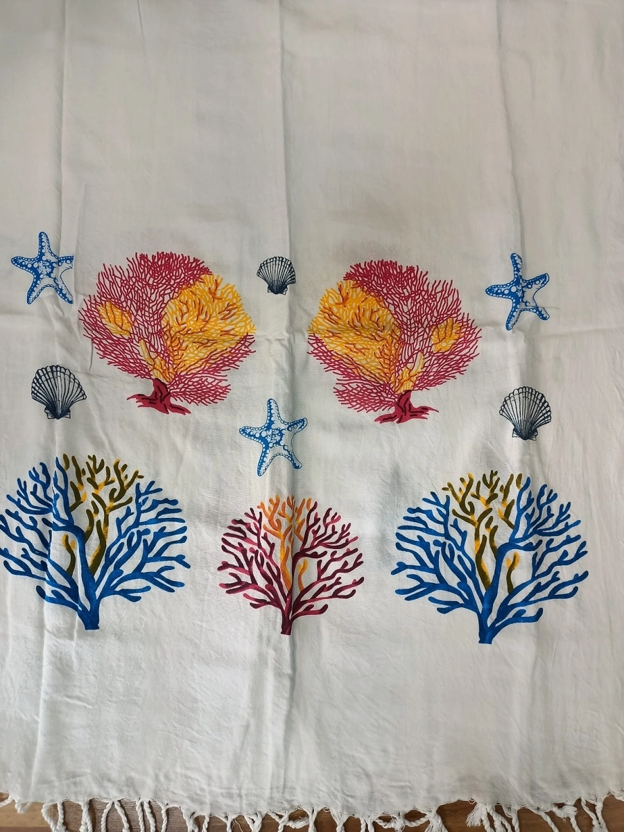 Flores Baskılı Peştemal Mercan