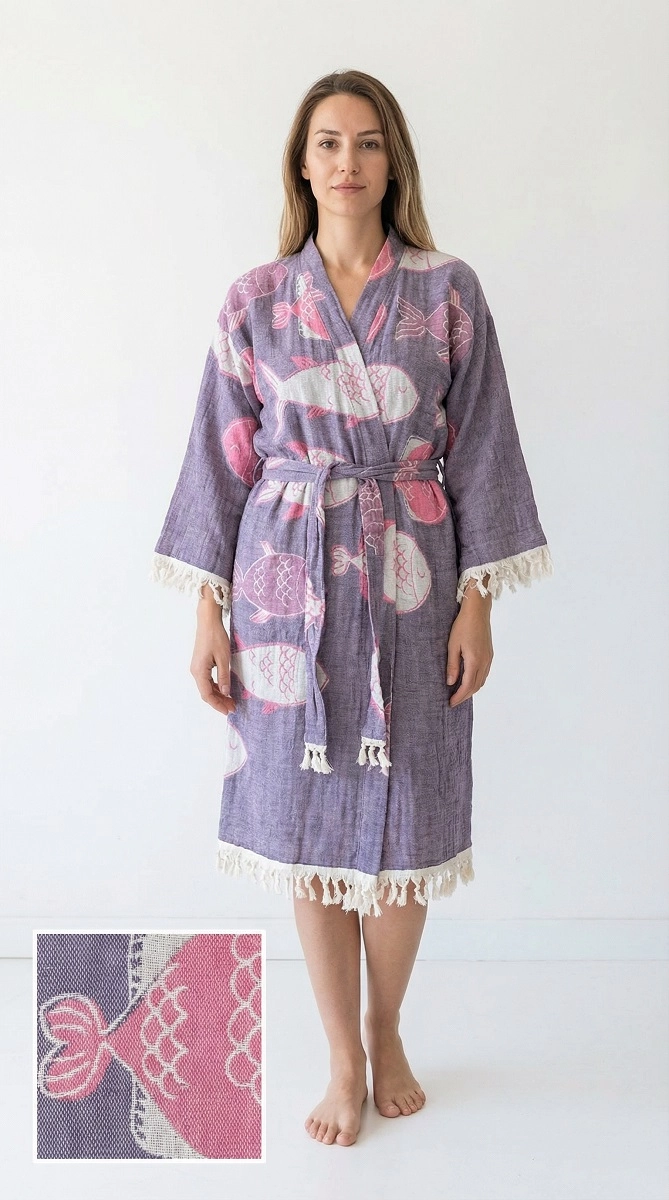 Jakarlı balık desen kaftan