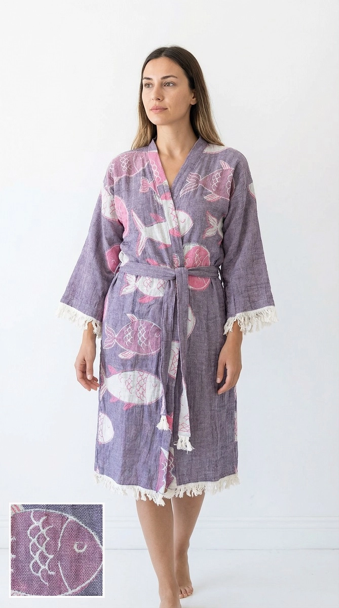 Jakarlı balık desen kaftan