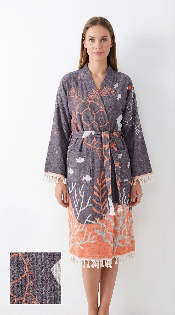 Jakarlı caretta desen kaftan