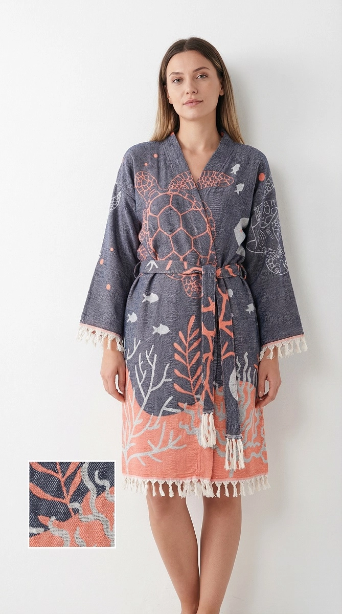 Jakarlı caretta desen kaftan