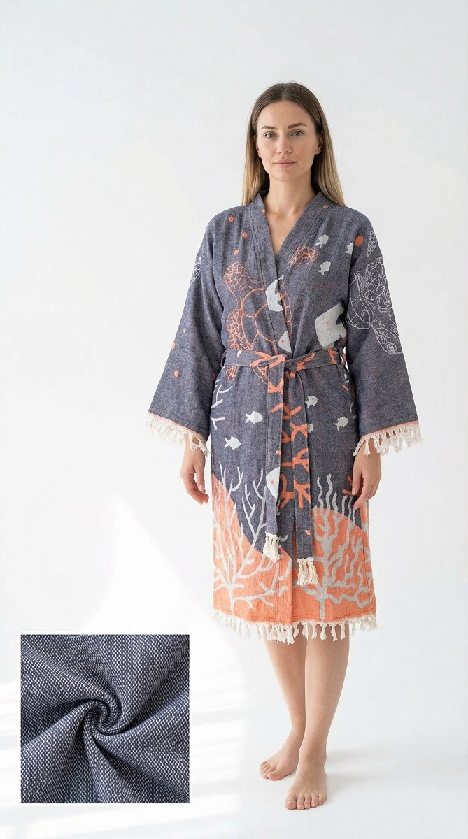 Jakarlı caretta desen kaftan