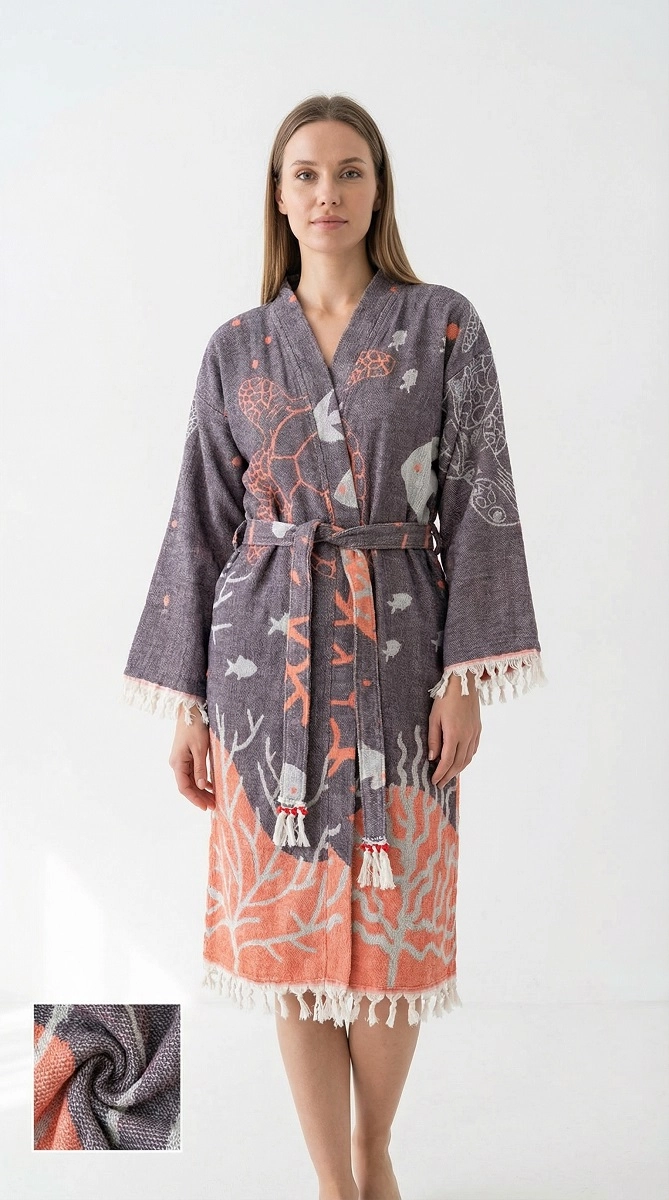 Jakarlı caretta desen kaftan