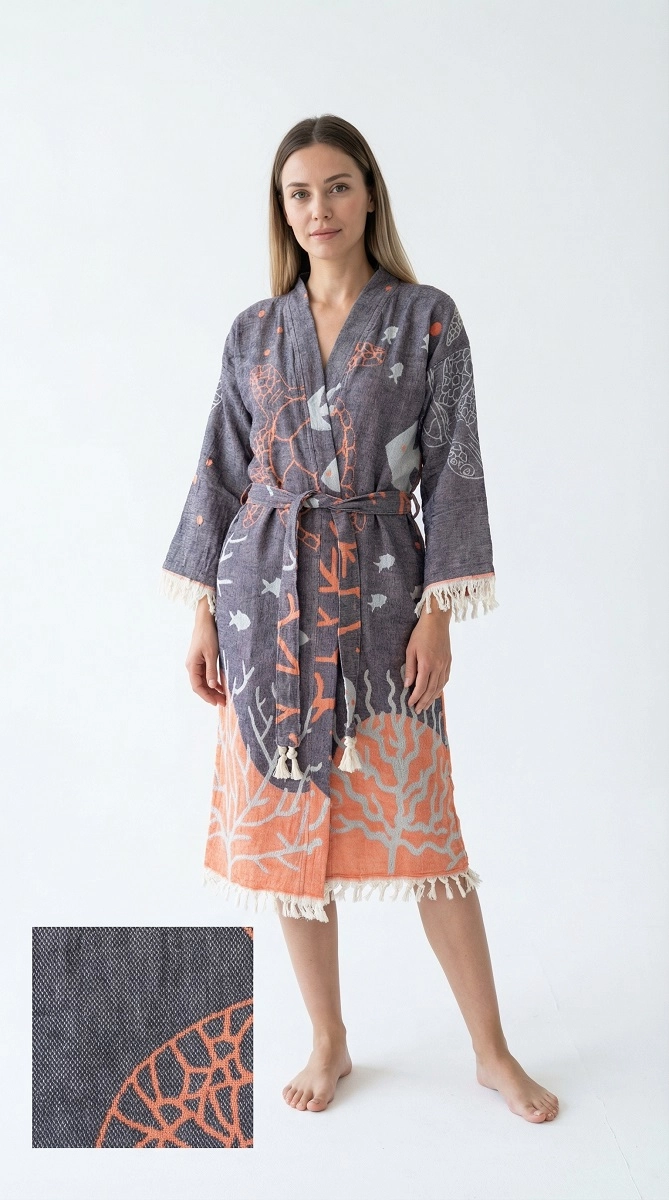 Jakarlı caretta desen kaftan