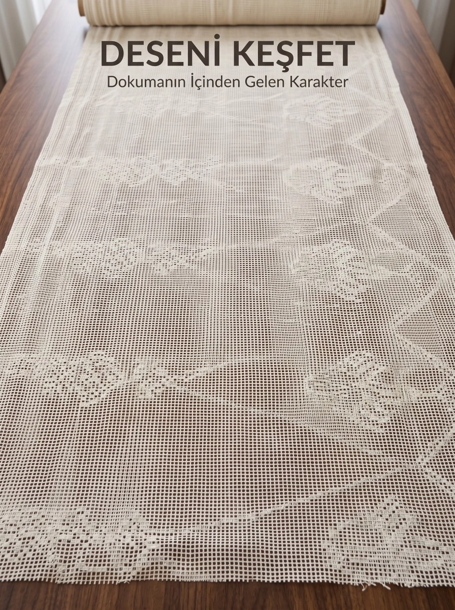Buldan makrome desen tül kumaş