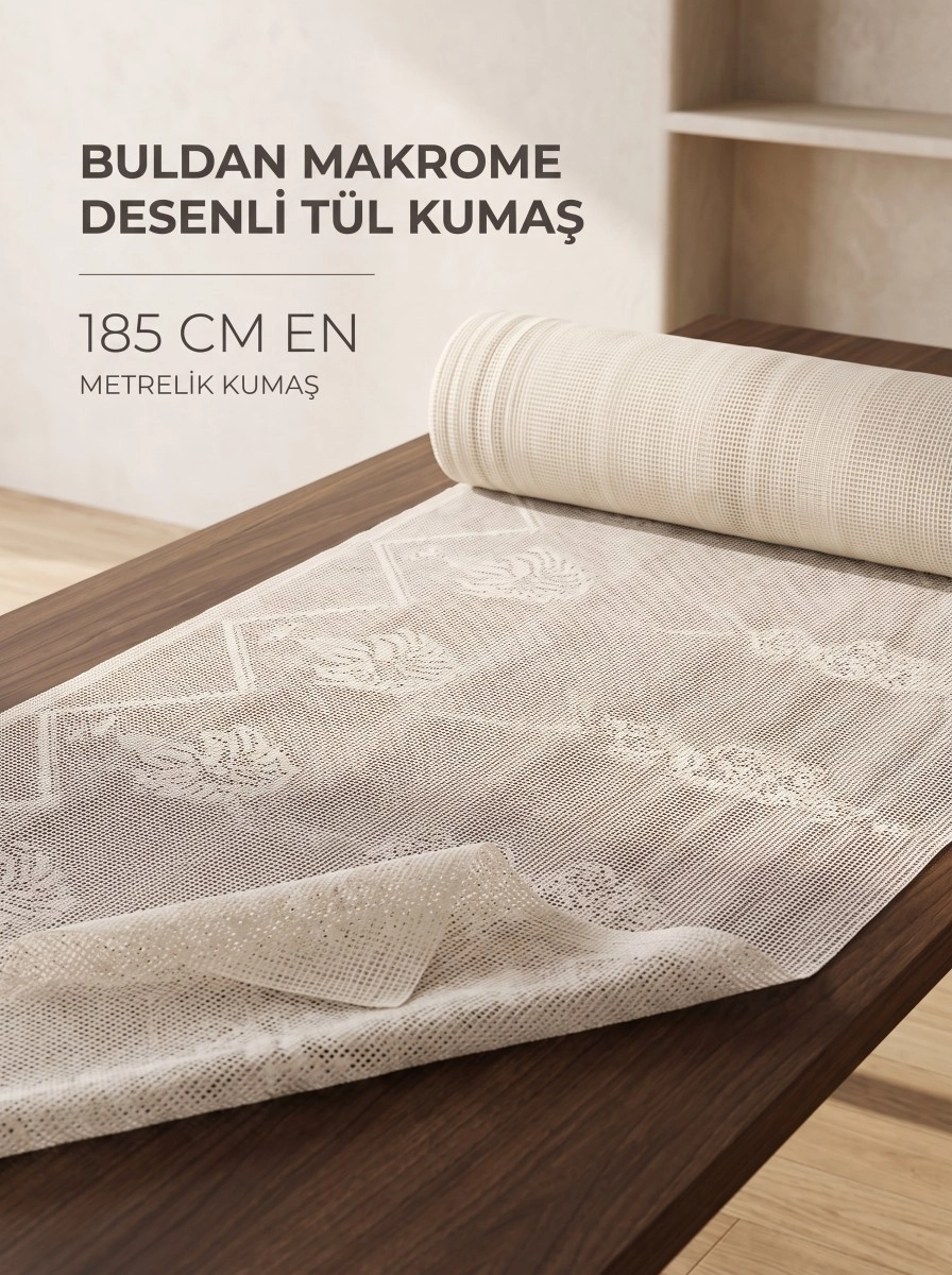 Buldan makrome desen tül kumaş