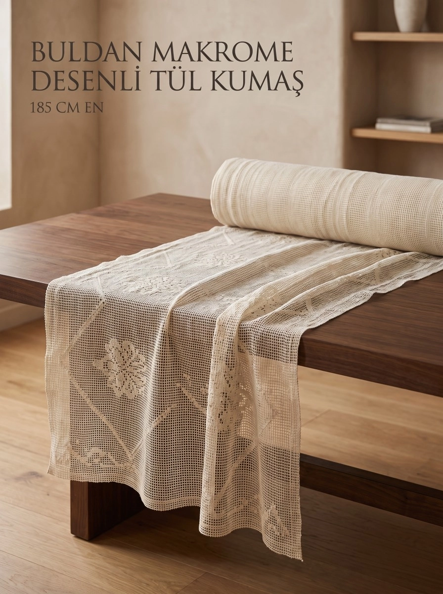 Buldan makrome desen tül kumaş