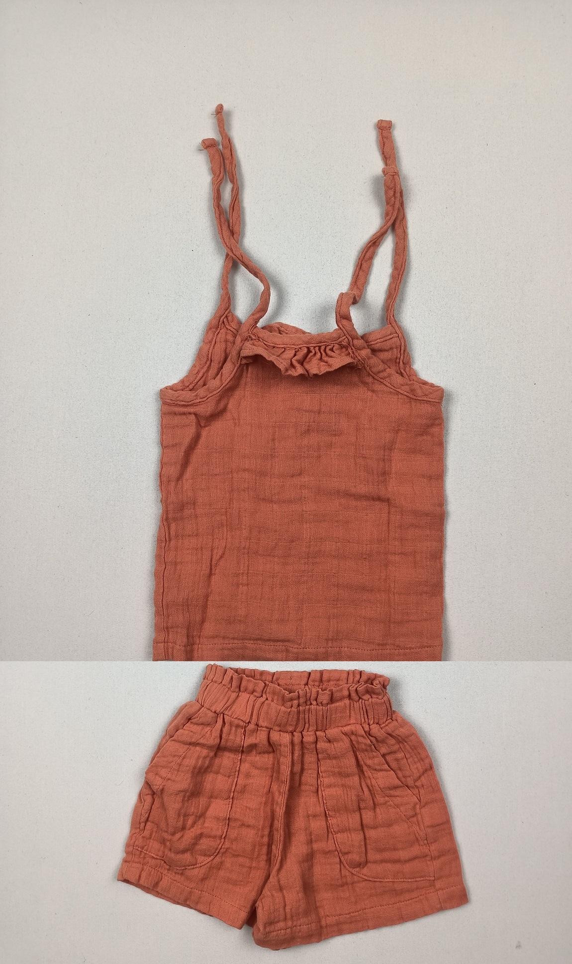 Müslin bebek askılı elbise takım
