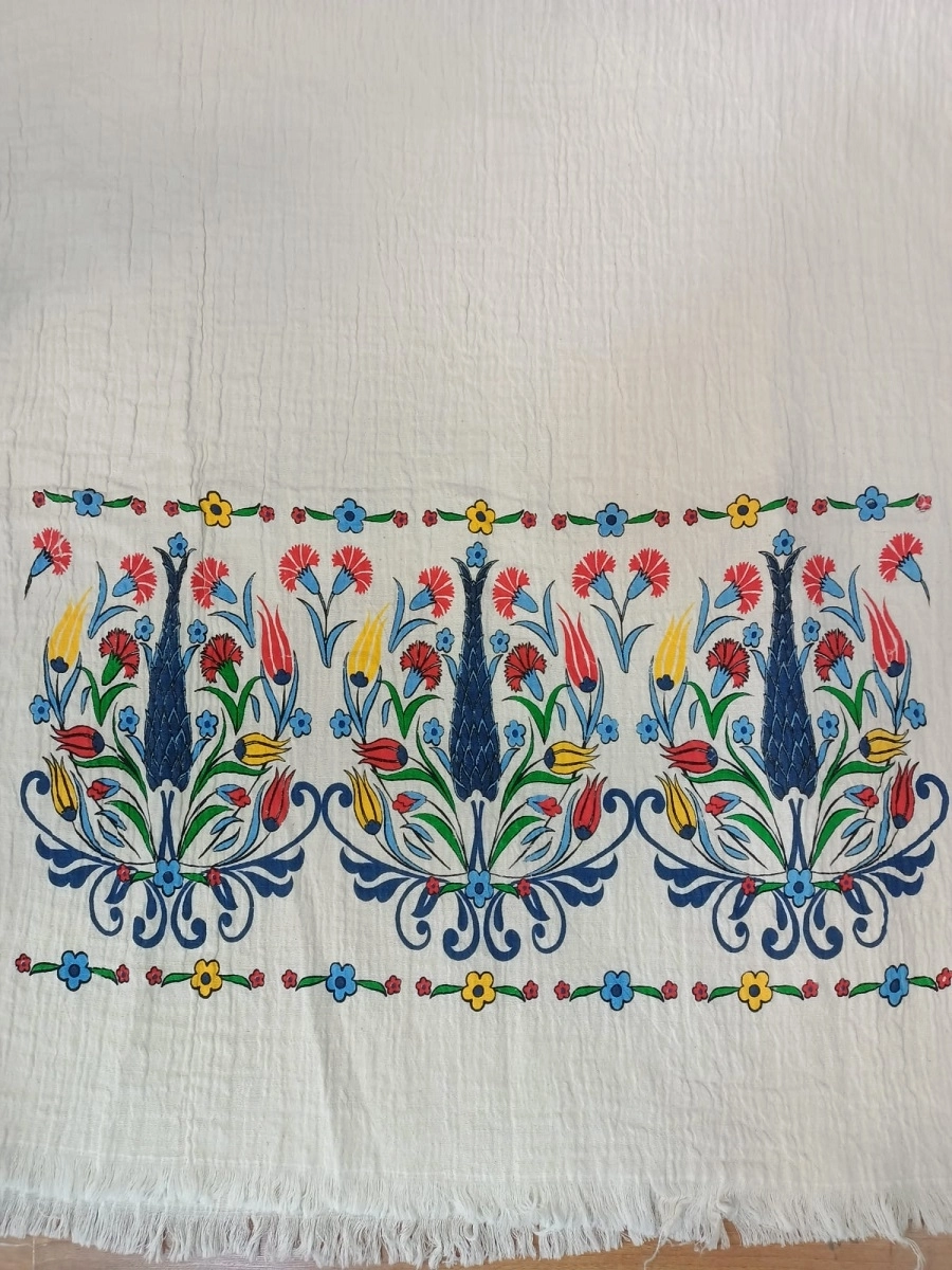 Müslin Baskılı Peştemal Lale Desen