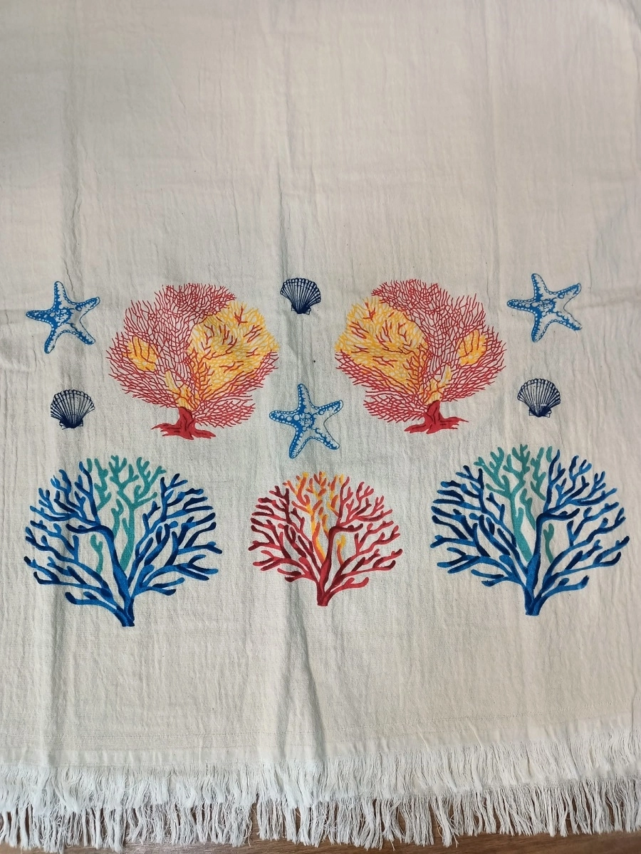 Müslin Baskılı Peştemal Mercan Desen