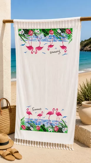 Flores Baskılı Peştemal Flamingo