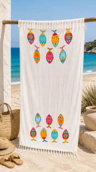 Flores Baskılı Peştemal Renkli Balık