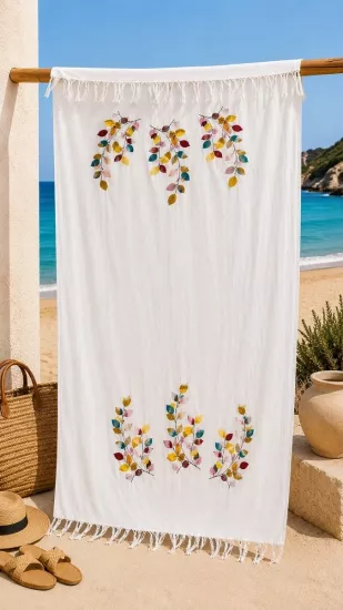 Flores Baskılı Peştemal yaprak