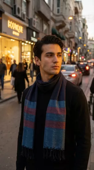 El dokuma floş ipek fular