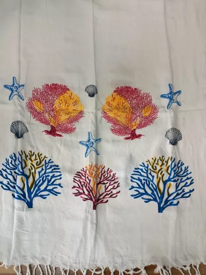 Flores Baskılı Peştemal Mercan