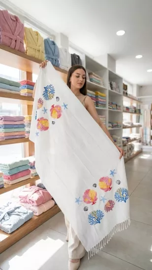 Flores Baskılı Peştemal Mercan