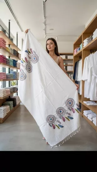 Flores Baskılı Peştemal Tüy