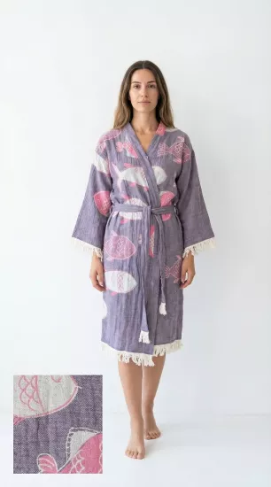 Jakarlı balık desen kaftan