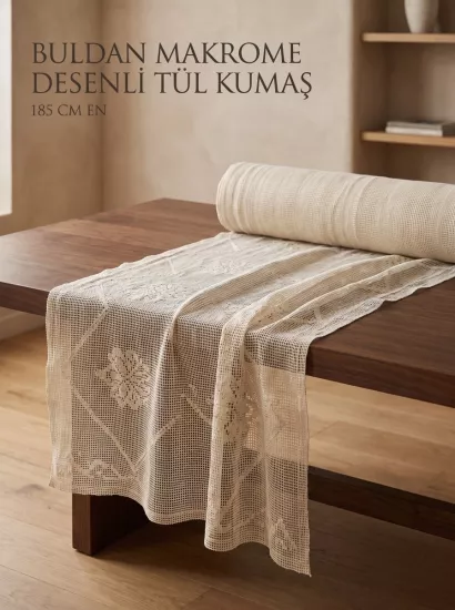 Buldan makrome desen tül kumaş