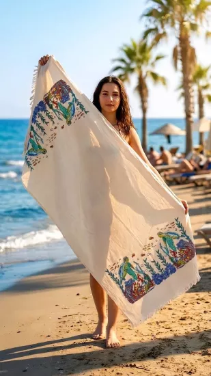 Müslin Baskılı Peştemal Caretta Desen