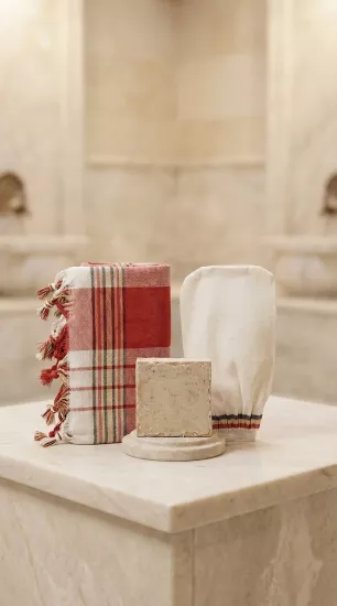 Kırmızı klasik peştemal set