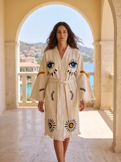 Taş Baskı Kaftan Aura