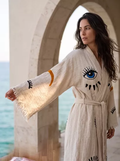 Taş Baskı Kaftan Aura