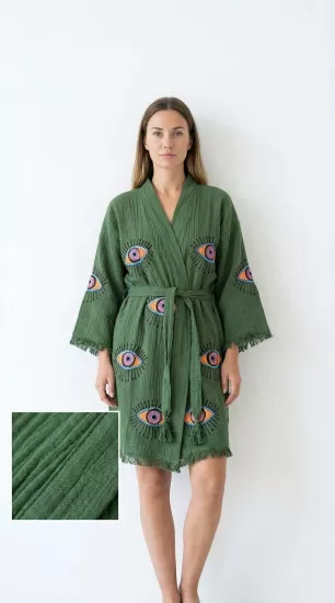 Taş Baskı Kaftan Yeşil