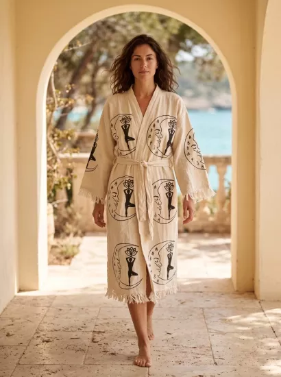Taş Baskı Kaftan Yoga