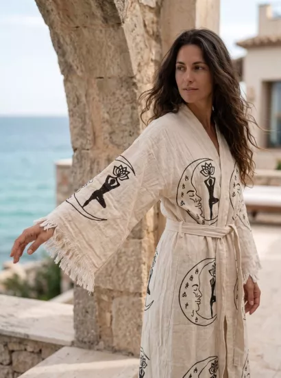 Taş Baskı Kaftan Yoga