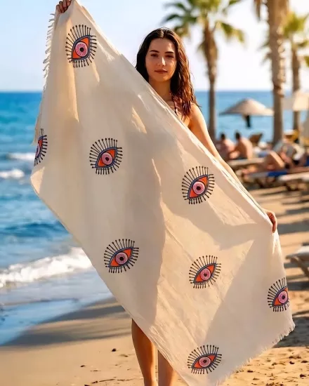 Taş Baskı Peştemal Turuncu Göz