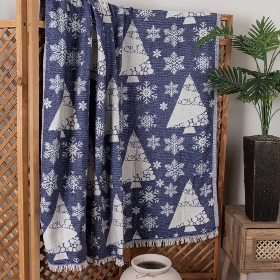 Xmas desenli 2 katlı pamuklu koltuk örtüsü