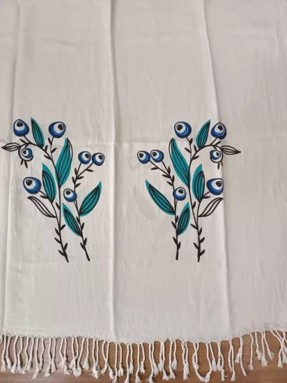 Flores Baskılı Peştemal Zeytin