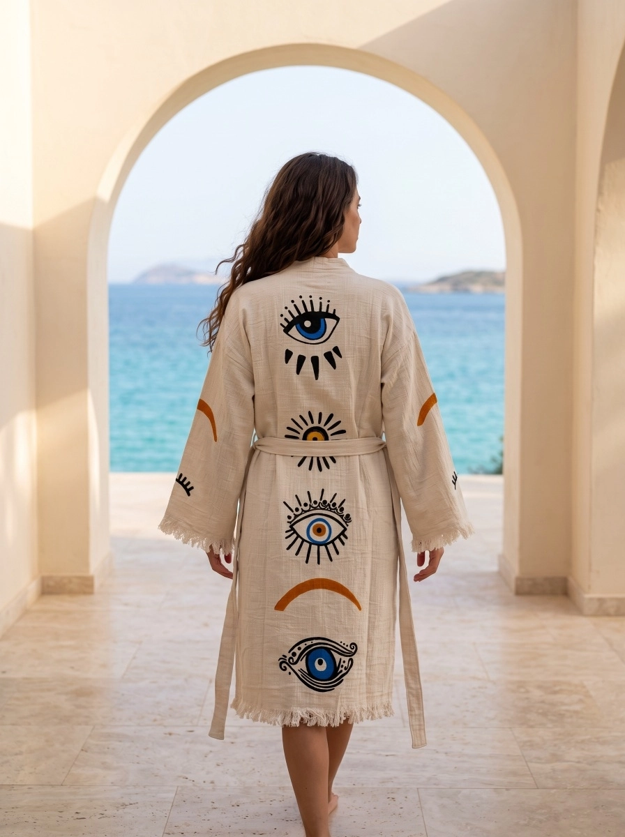 Taş Baskı Kaftan Aura