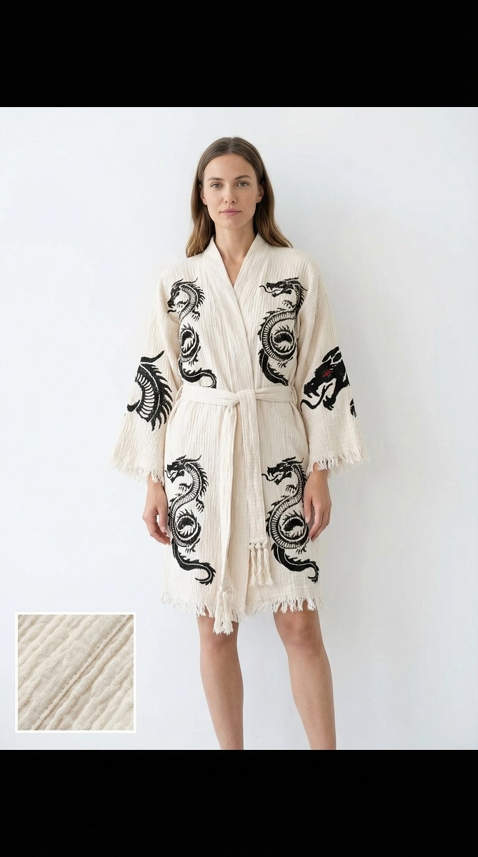 Taş Baskı Kaftan Dragon