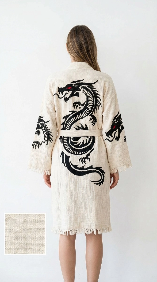 Taş Baskı Kaftan Dragon
