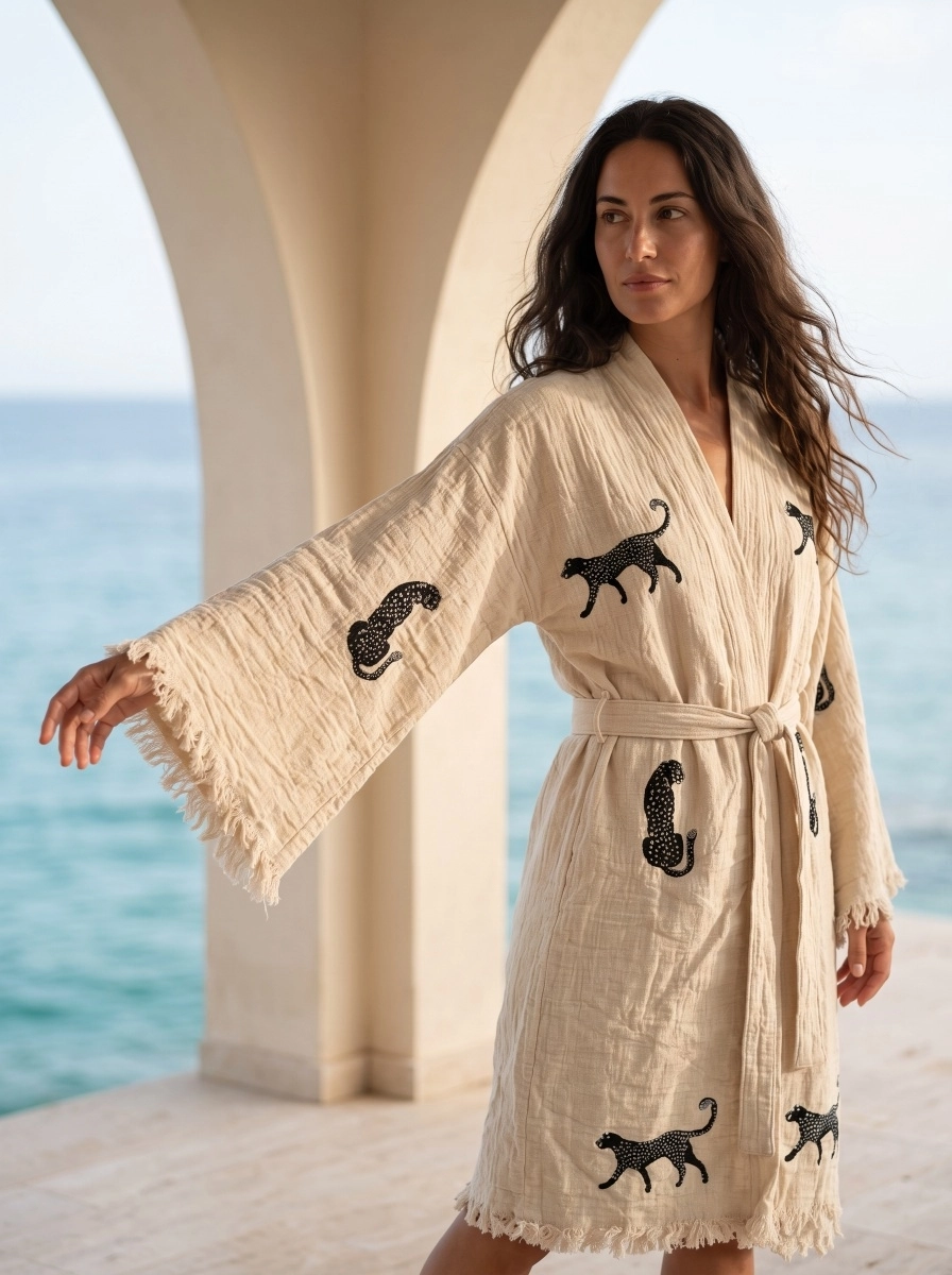Taş Baskı Kaftan Tiger