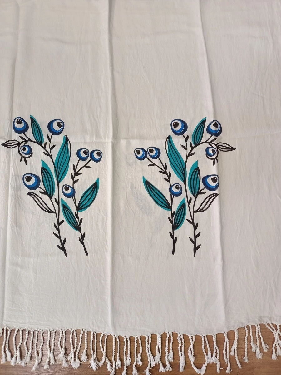 Flores Baskılı Peştemal Zeytin